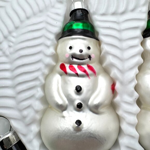 Set Of 4 Christmas Trimmeries Snowman Glass Ornaments 1990 - Picture 8 of 10